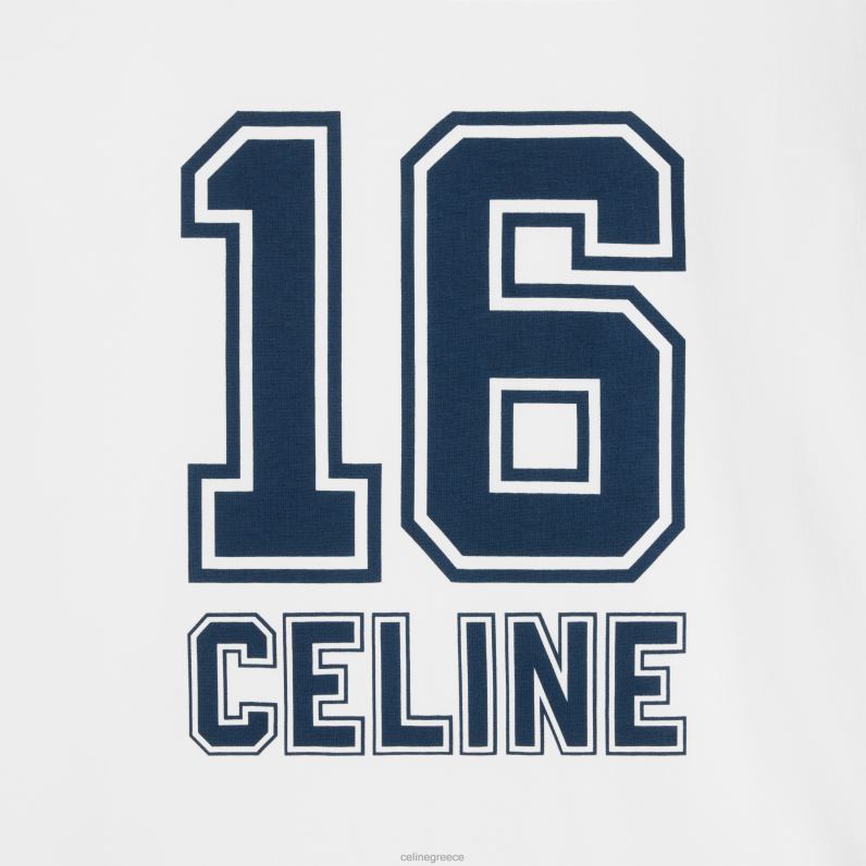 Μπλουζάκι 16 κουτί σε βαμβακερή φανέλα γυναίκες CELINE 640PT678 ενδύματα υπόλευκο/τουαρέγκ/σκουριά