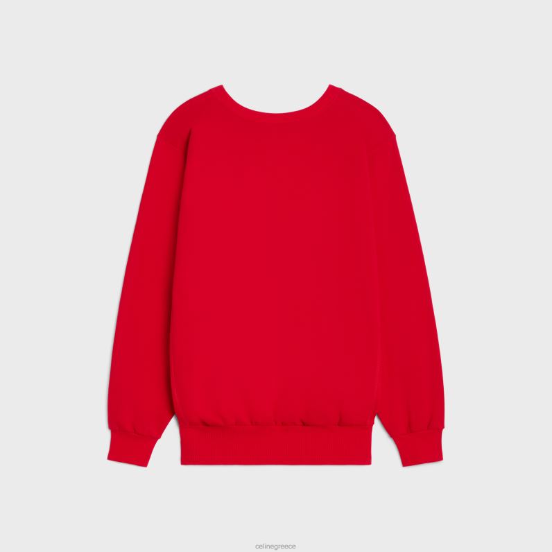 υπερμεγέθη φούτερ από βαμβακερό φλις γυναίκες CELINE 640PT670 ενδύματα ρουζ βαθύ/μαύρο/εκρού