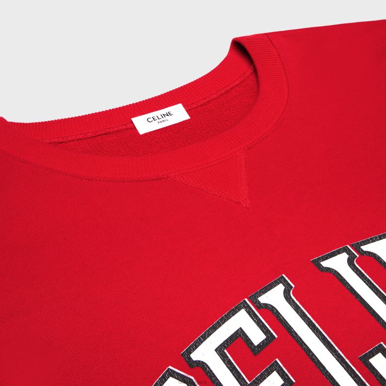 υπερμεγέθη φούτερ από βαμβακερό φλις γυναίκες CELINE 640PT670 ενδύματα ρουζ βαθύ/μαύρο/εκρού