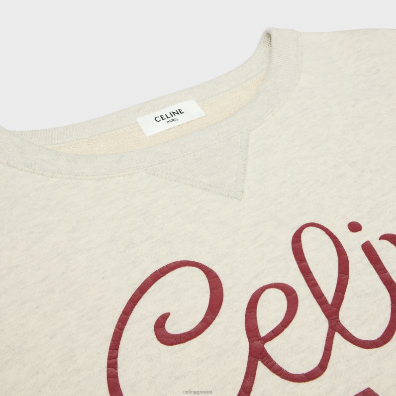 φούτερ από βαμβακερό φλις γυναίκες CELINE 640PT671 ενδύματα μπεζ μελανζέ/μπορντό