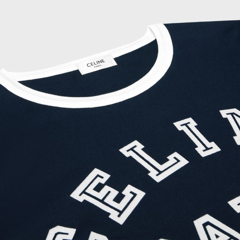 Παρίσι μπλουζάκι σε βαμβακερή φανέλα γυναίκες CELINE 640PT674 ενδύματα navy/off white