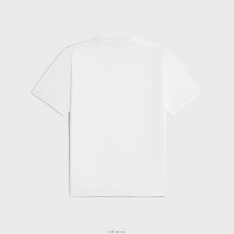 φαρδύ μπλουζάκι σε βαμβακερή φανέλα γυναίκες CELINE 640PT779 ενδύματα εκρού/μαύρο