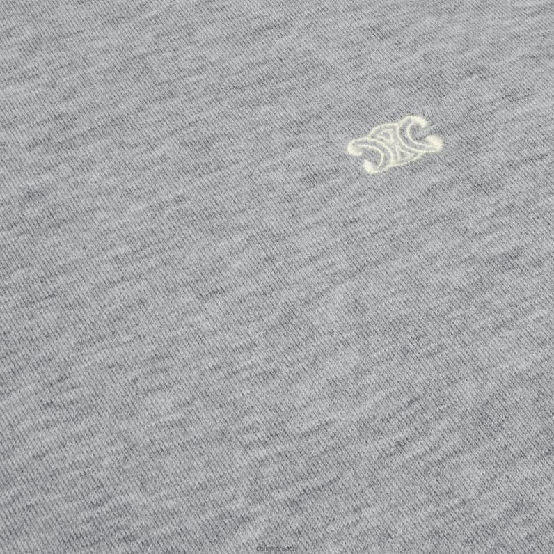 κουκούλα θριάμβου από βαμβάκι/κασμίρ γυναίκες CELINE 640PT781 ενδύματα γκρι / υπόλευκο