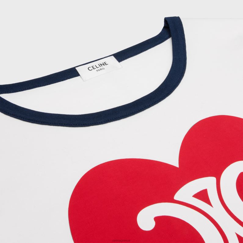 T-shirt θρίαμβος καρδιάς σε βαμβακερή φανέλα γυναίκες CELINE 640PT677 ενδύματα υπόλευκο/ναυτικό/κόκκινο