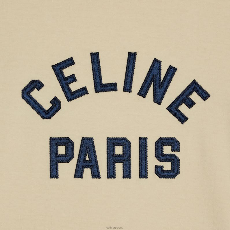 T-shirt paris 70's σε βαμβακερή φανέλα γυναίκες CELINE 640PT676 ενδύματα champagne fonce/navy