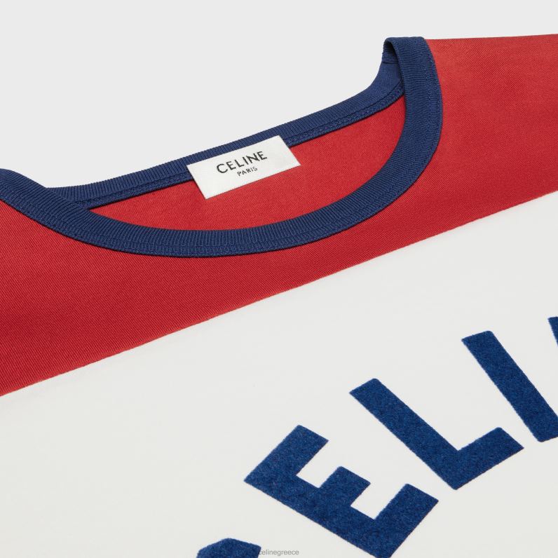 T-shirt paris 70's σε βαμβακερή φανέλα γυναίκες CELINE 640PT774 ενδύματα κατάλευκο/μπλε Βερολίνο/βαθύ