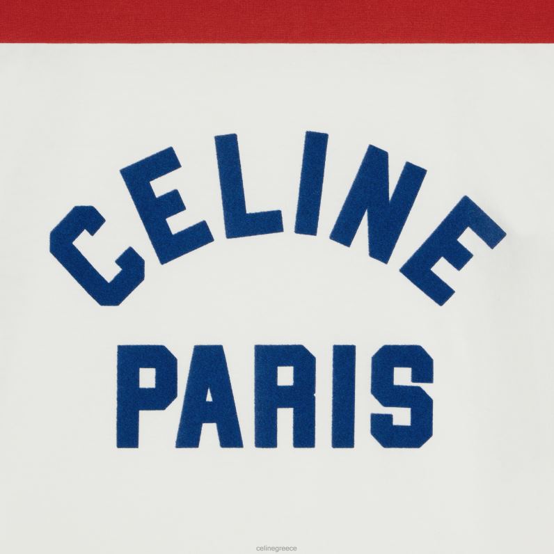 T-shirt paris 70's σε βαμβακερή φανέλα γυναίκες CELINE 640PT774 ενδύματα κατάλευκο/μπλε Βερολίνο/βαθύ