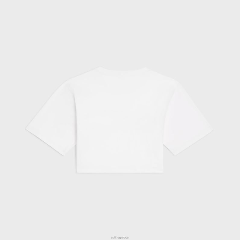 cropped t-shirt σε βαμβακερή φανέλα γυναίκες CELINE 640PT784 ενδύματα εκρού/μαύρο