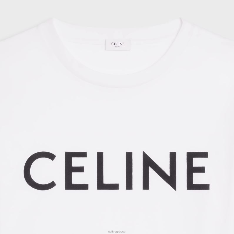 cropped t-shirt σε βαμβακερή φανέλα γυναίκες CELINE 640PT784 ενδύματα εκρού/μαύρο