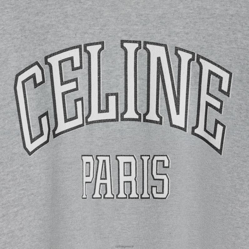paris φαρδιά φούτερ από βαμβακερό φλις γυναίκες CELINE 640PT672 ενδύματα γκρι / μαύρο / υπόλευκο