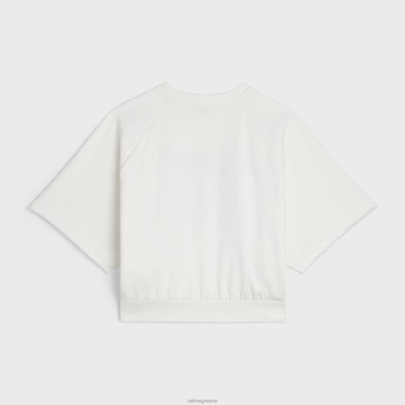 φούτερ triomphe από βαμβακερό φλις γυναίκες CELINE 640PT782 ενδύματα λευκό/κόκκινο/μπλε