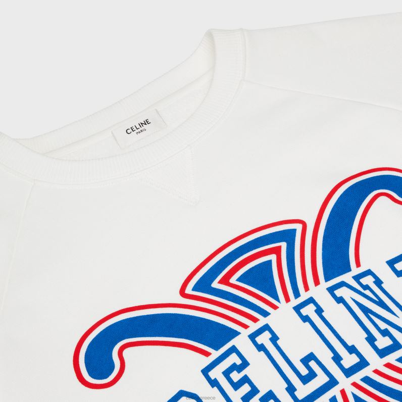 φούτερ triomphe από βαμβακερό φλις γυναίκες CELINE 640PT782 ενδύματα λευκό/κόκκινο/μπλε