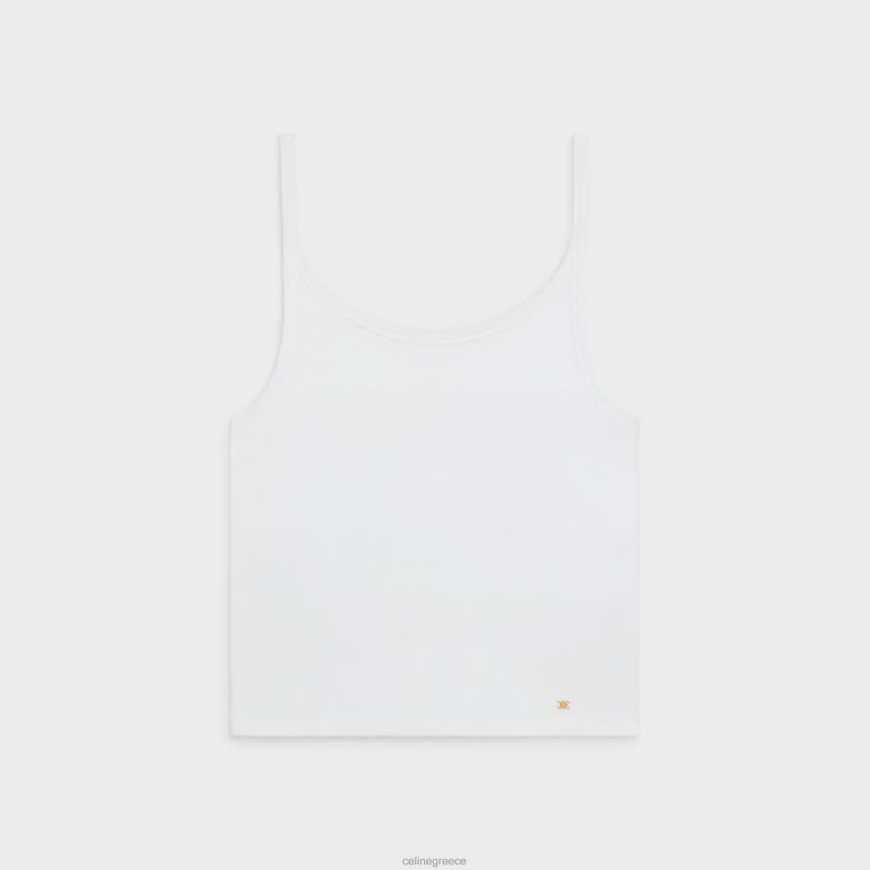 μπλουζάκι triomphe από βαμβάκι με ραβδώσεις γυναίκες CELINE 640PT785 ενδύματα οπτικό λευκό