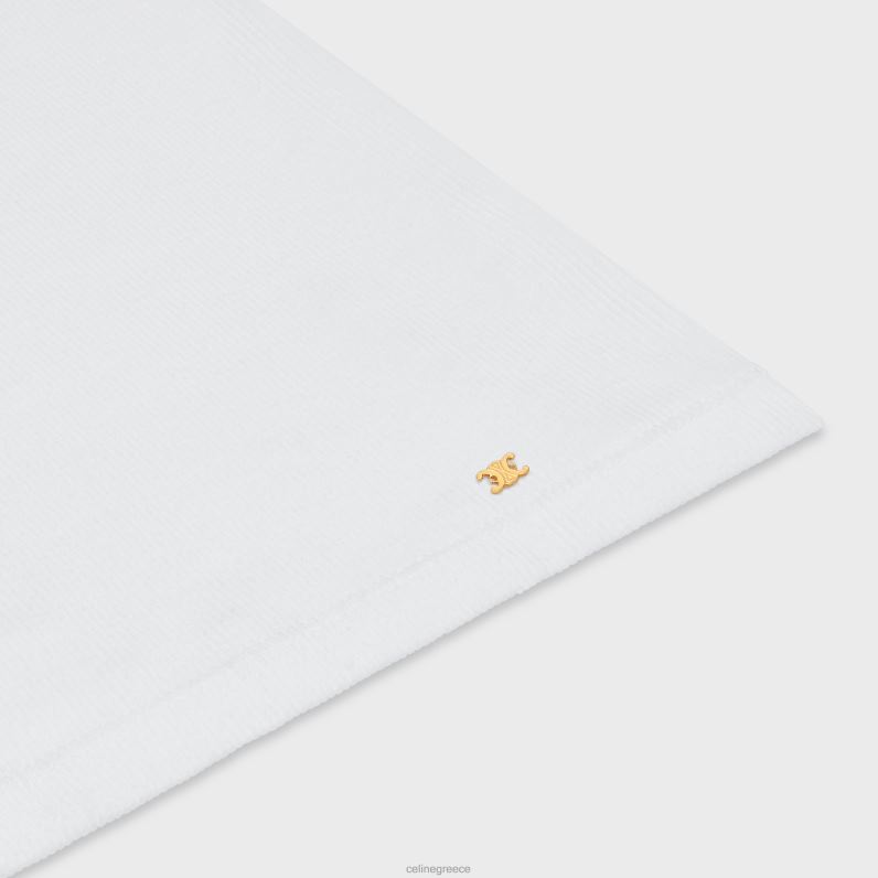 μπλουζάκι triomphe από βαμβάκι με ραβδώσεις γυναίκες CELINE 640PT785 ενδύματα οπτικό λευκό