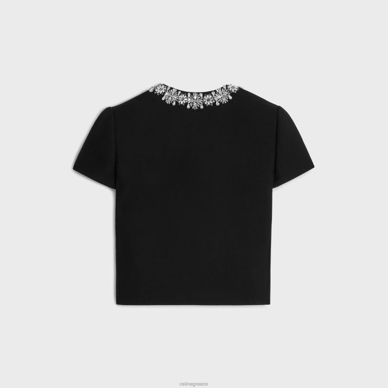 κεντημένο τσέλσι μπουφάν σε διαγώνιο μαλλί γυναίκες CELINE 640PT551 ενδύματα μαύρος