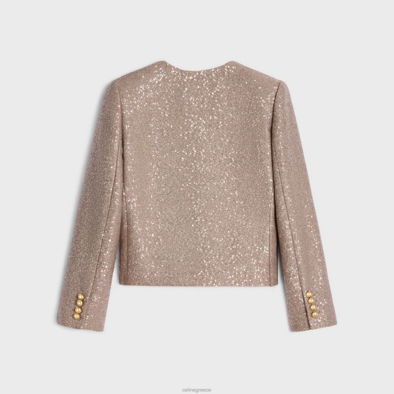 κεντημένο τσέλσι μπουφάν από μαλλί γυναίκες CELINE 640PT553 ενδύματα vieux rose/argent