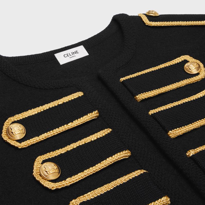 στρατιωτική ζακέτα από μαλλί γυναίκες CELINE 640PT618 ενδύματα μαύρος