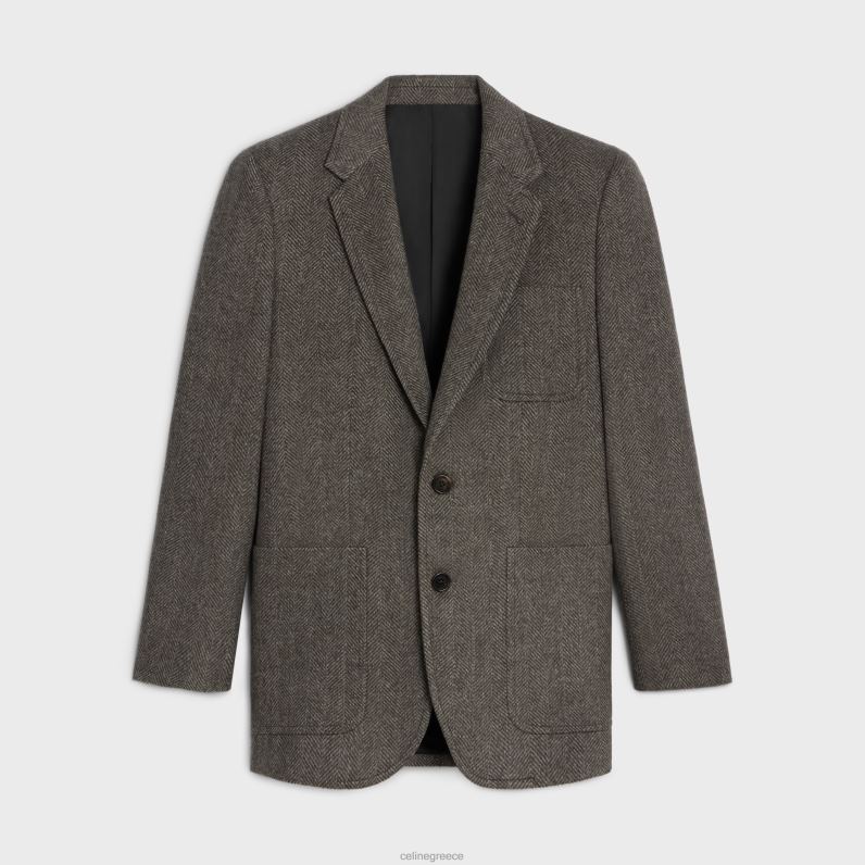 κλασικό μπουφάν σε κασμίρι ψαροκόκαλο γυναίκες CELINE 640PT628 ενδύματα maron/latte