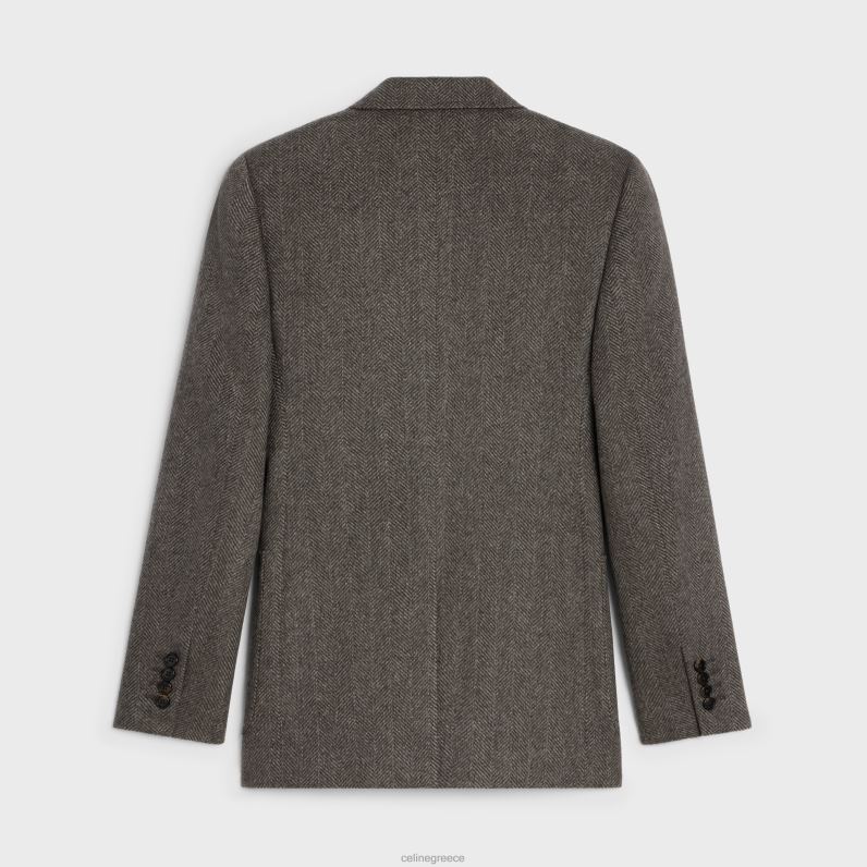 κλασικό μπουφάν σε κασμίρι ψαροκόκαλο γυναίκες CELINE 640PT628 ενδύματα maron/latte