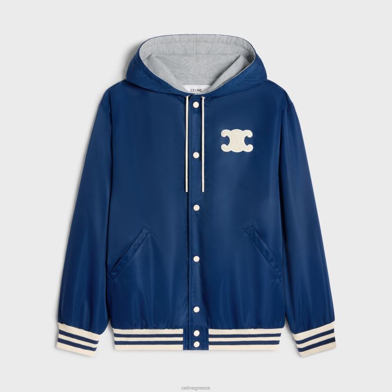 Παρίσι λούτρινο μπουφάν με κουκούλα από νάιλον γυναίκες CELINE 640PT667 ενδύματα ΠΟΛΕΜΙΚΟ ΝΑΥΤΙΚΟ