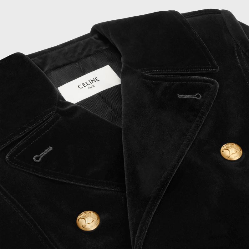 στρατιωτικό παγωτό από βαμβακερό βελούδο γυναίκες CELINE 640PT685 ενδύματα μαύρος