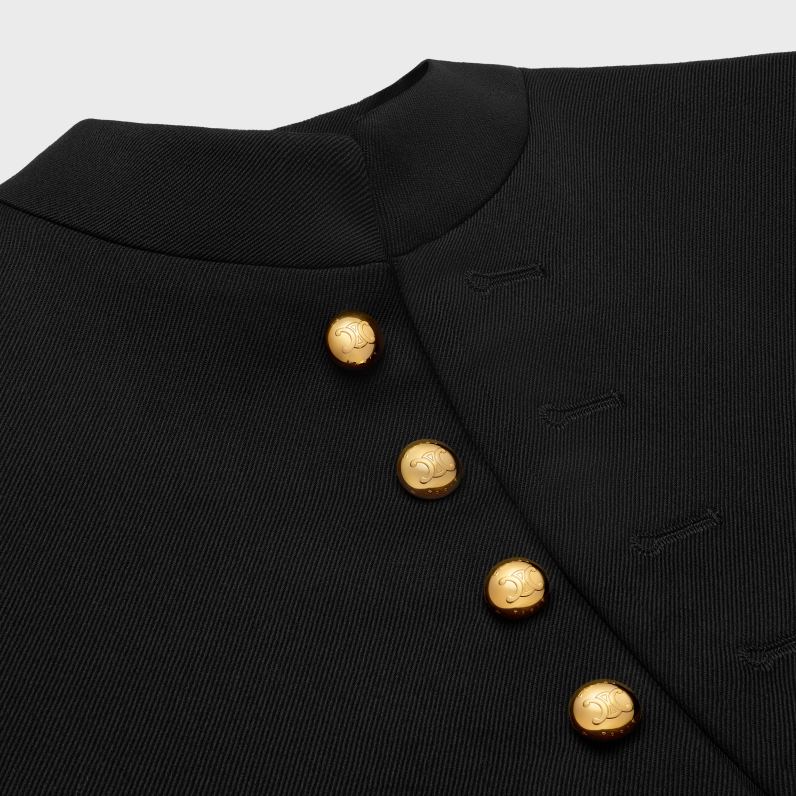 στρατιωτικό μπουφάν σε διαγώνιο μαλλί γυναίκες CELINE 640PT686 ενδύματα μαύρος