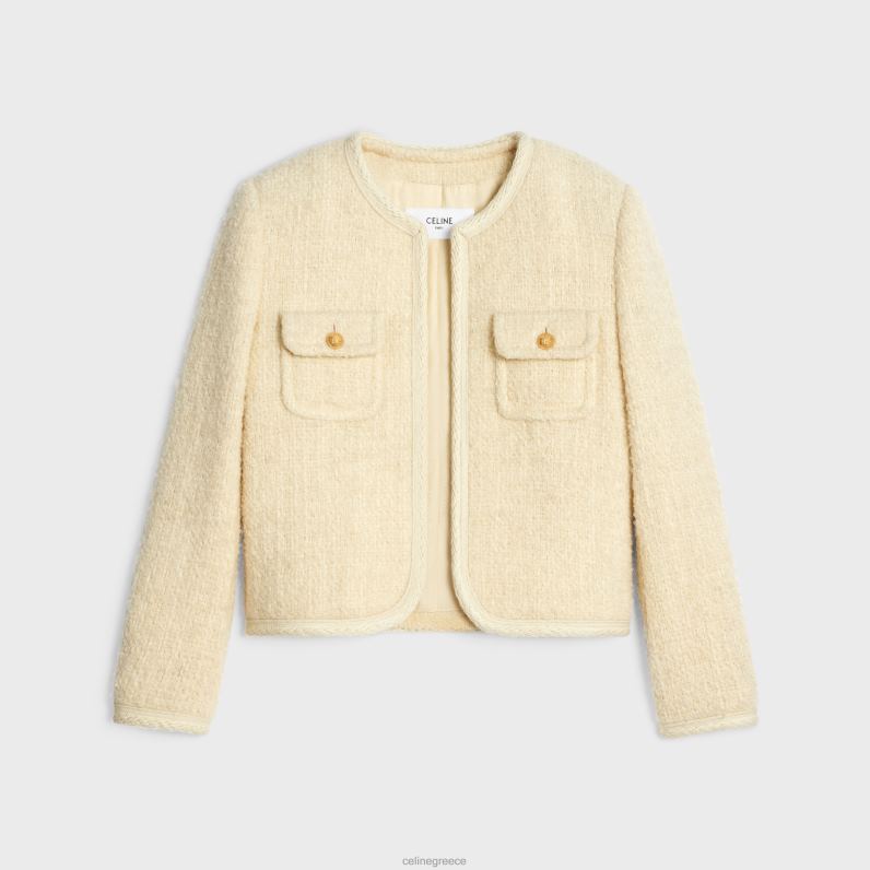 Τσέλσι μπουφάν σε ελαφρύ τουίντ γυναίκες CELINE 640PT691 ενδύματα βανίλια