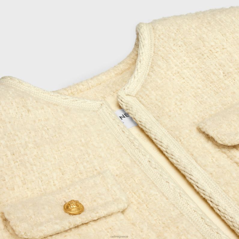 Τσέλσι μπουφάν σε ελαφρύ τουίντ γυναίκες CELINE 640PT691 ενδύματα βανίλια