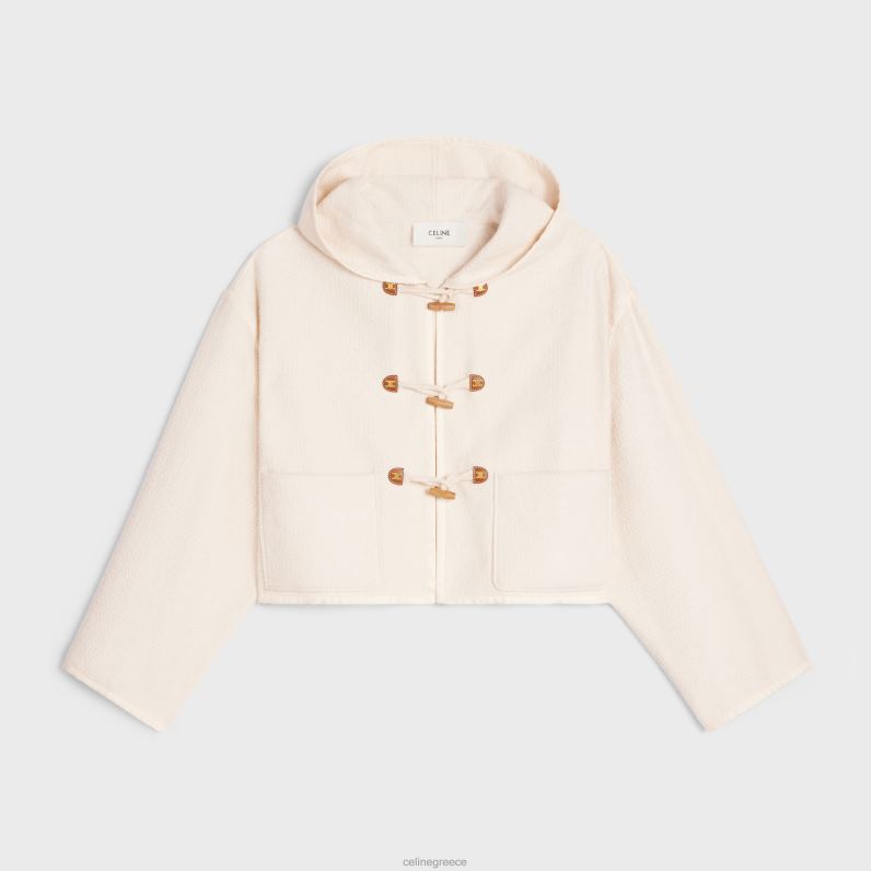 ζακέτα σε βαμβακερό τουίντ γυναίκες CELINE 640PT696 ενδύματα εκρού