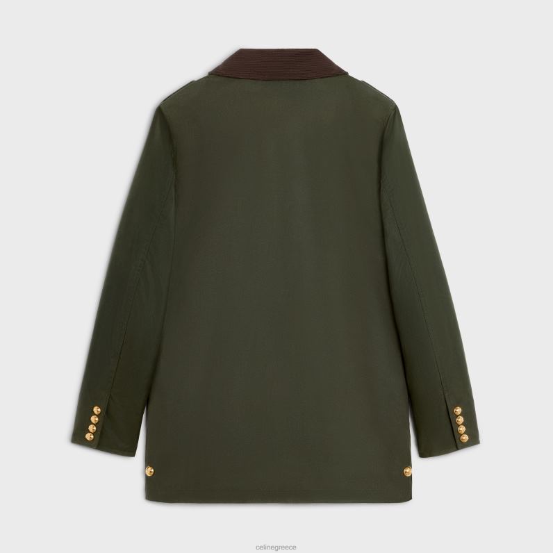 κυνηγετικό μπουφάν από κερωμένο ύφασμα γυναίκες CELINE 640PT702 ενδύματα σκούρο κακί