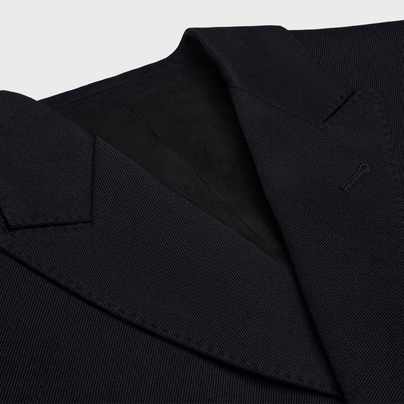 μακρύ μπλέιζερ σε διαγώνιο μαλλί γυναίκες CELINE 640PT707 ενδύματα ΠΟΛΕΜΙΚΟ ΝΑΥΤΙΚΟ