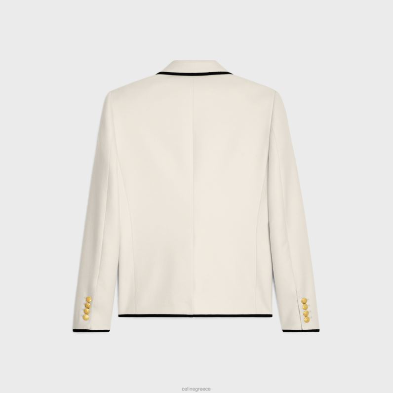 κοντό σακάκι από κασμίρ φανέλα γυναίκες CELINE 640PT710 ενδύματα υπόλευκο