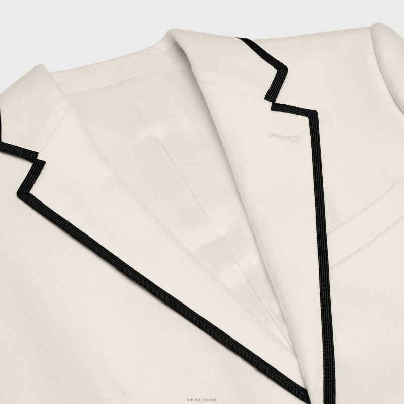 κοντό σακάκι από κασμίρ φανέλα γυναίκες CELINE 640PT710 ενδύματα υπόλευκο