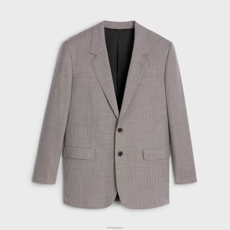 Τζαντ μπουφάν σε καρό μαλλί & μετάξι γυναίκες CELINE 640PT716 ενδύματα ελεφαντόδοντο/μπενέ