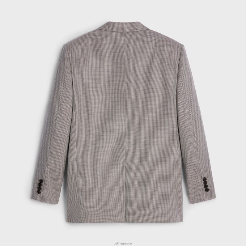 Τζαντ μπουφάν σε καρό μαλλί & μετάξι γυναίκες CELINE 640PT716 ενδύματα ελεφαντόδοντο/μπενέ