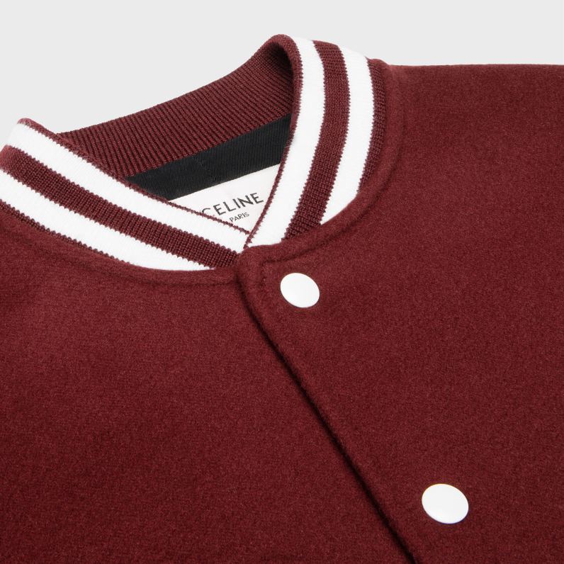 Κολεγιακό λούτρινο μπουφάν από κασμίρ διπλής όψης γυναίκες CELINE 640PT729 ενδύματα Vigne