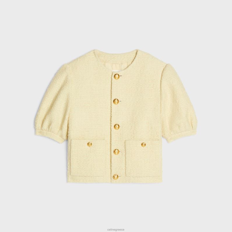 Ζακέτα ζακέτα σε μπουκλ τουίντ γυναίκες CELINE 640PT737 ενδύματα jaune paille