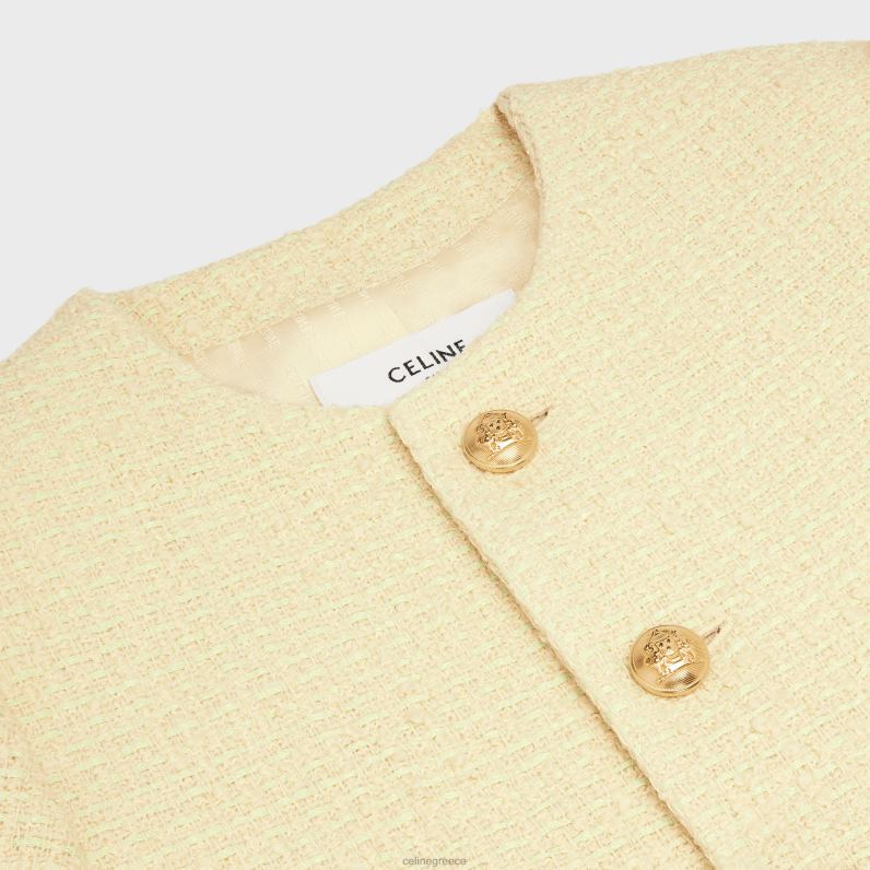 Ζακέτα ζακέτα σε μπουκλ τουίντ γυναίκες CELINE 640PT737 ενδύματα jaune paille
