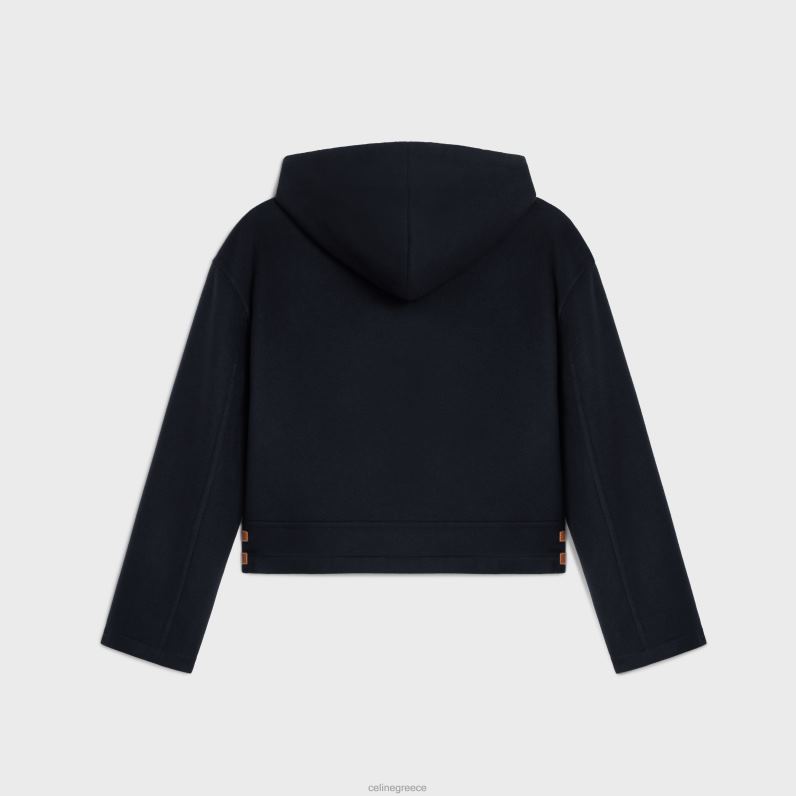 μπουφάν με κουκούλα από κασμίρ διπλής όψης γυναίκες CELINE 640PT746 ενδύματα ΠΟΛΕΜΙΚΟ ΝΑΥΤΙΚΟ