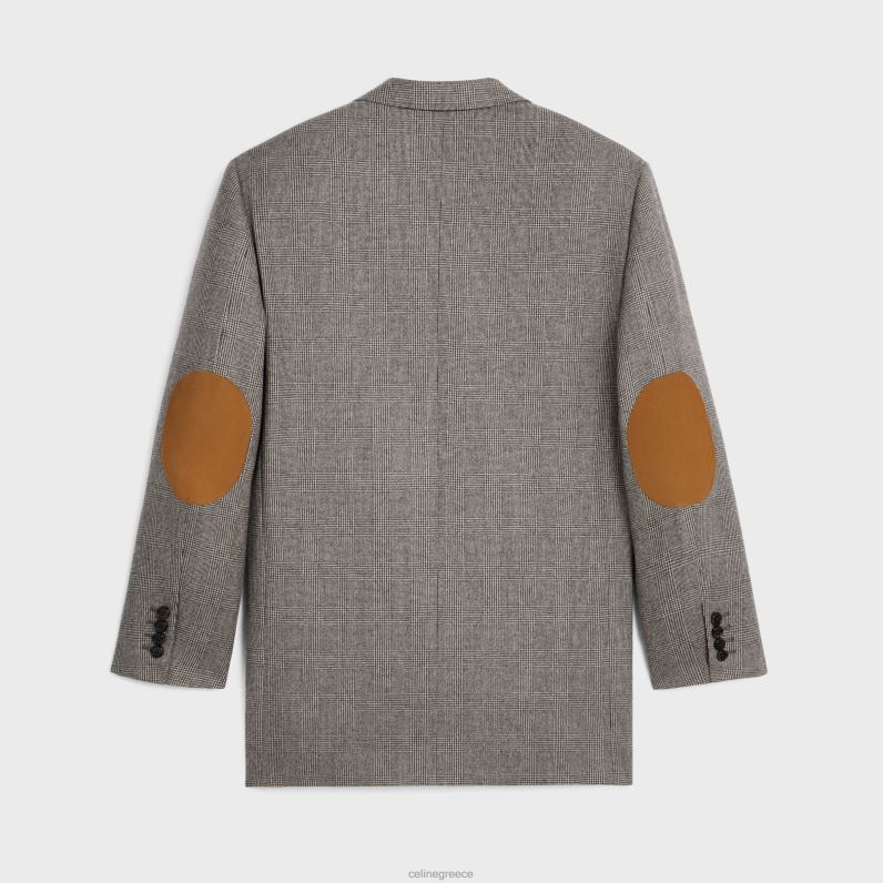 μπουφάν αγοροκόριτσο σε φανέλα τσοκ Prince of Wales γυναίκες CELINE 640PT720 ενδύματα ebene/ficelle