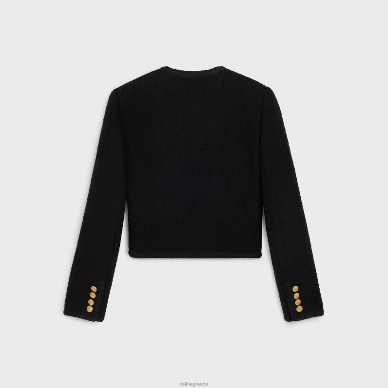 σακάκι chasseur σε μπουκλ τουίντ γυναίκες CELINE 640PT689 ενδύματα μαύρος