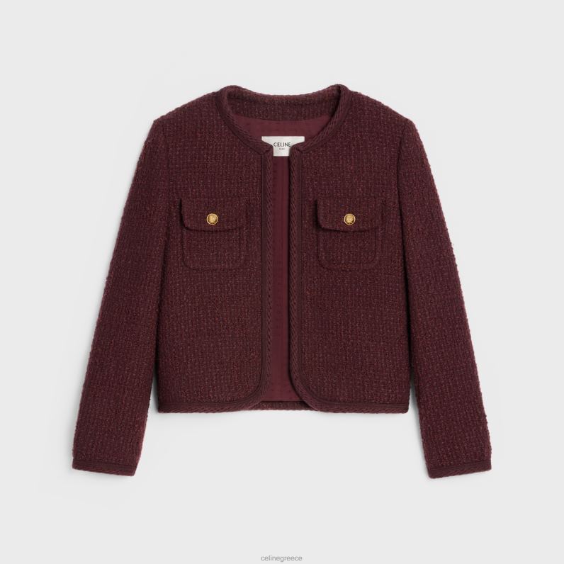 μπουφάν chelsea σε μπουκλ τουίντ γυναίκες CELINE 640PT690 ενδύματα μπορντό