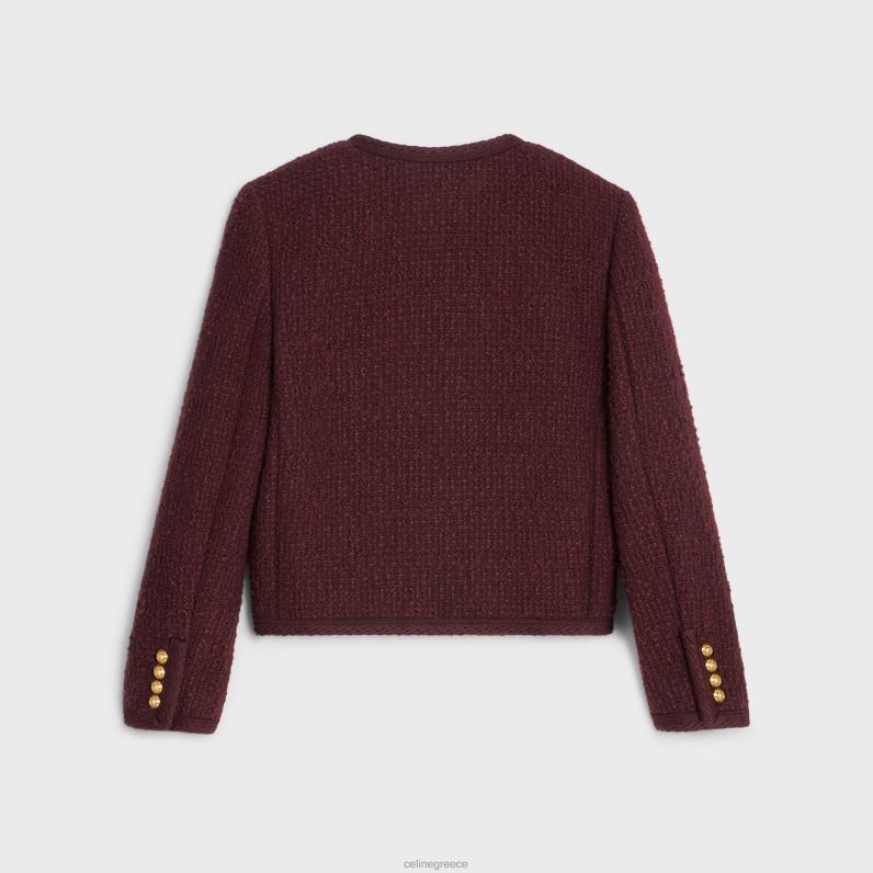 μπουφάν chelsea σε μπουκλ τουίντ γυναίκες CELINE 640PT690 ενδύματα μπορντό