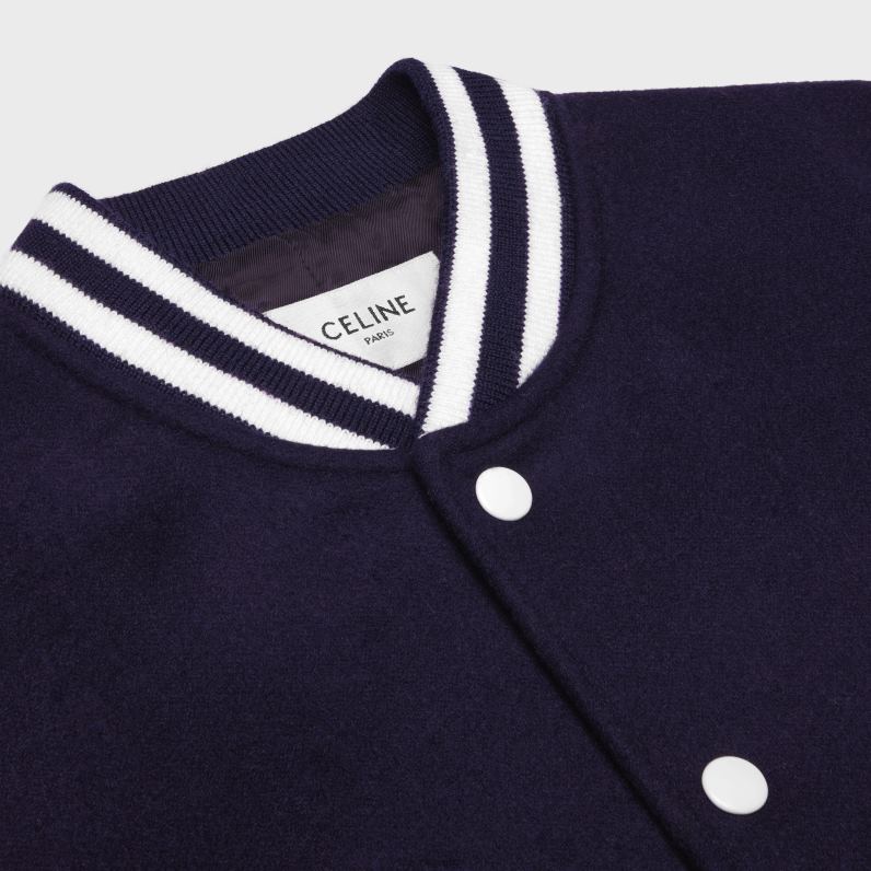 Τέντυ μπουφάν chelsea από κασμίρ διπλής όψης γυναίκες CELINE 640PT730 ενδύματα ΠΟΛΕΜΙΚΟ ΝΑΥΤΙΚΟ