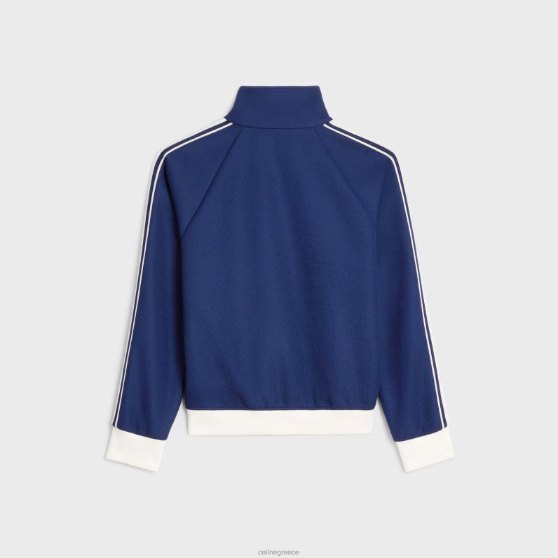 cropped αθλητική μπουφάν σε ανάγλυφο ζέρσεϊ γυναίκες CELINE 640PT728 ενδύματα navy/off white