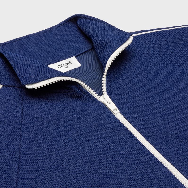 cropped αθλητική μπουφάν σε ανάγλυφο ζέρσεϊ γυναίκες CELINE 640PT728 ενδύματα navy/off white