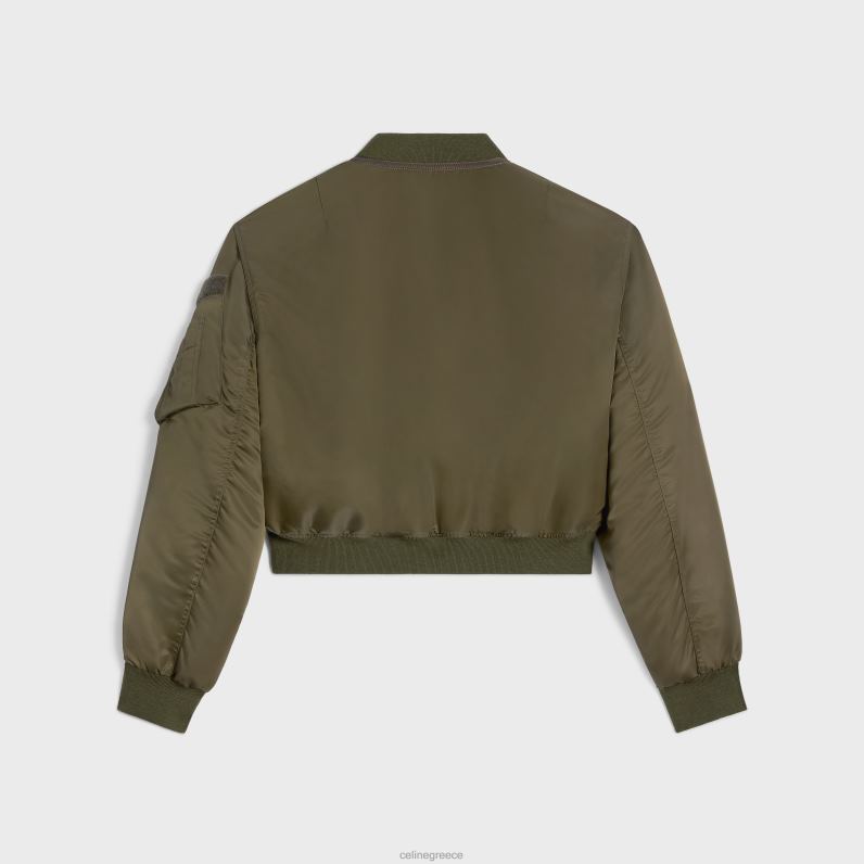 cropped bomber jacket από νάιλον twill γυναίκες CELINE 640PT593 ενδύματα στρατιωτικό πράσινο