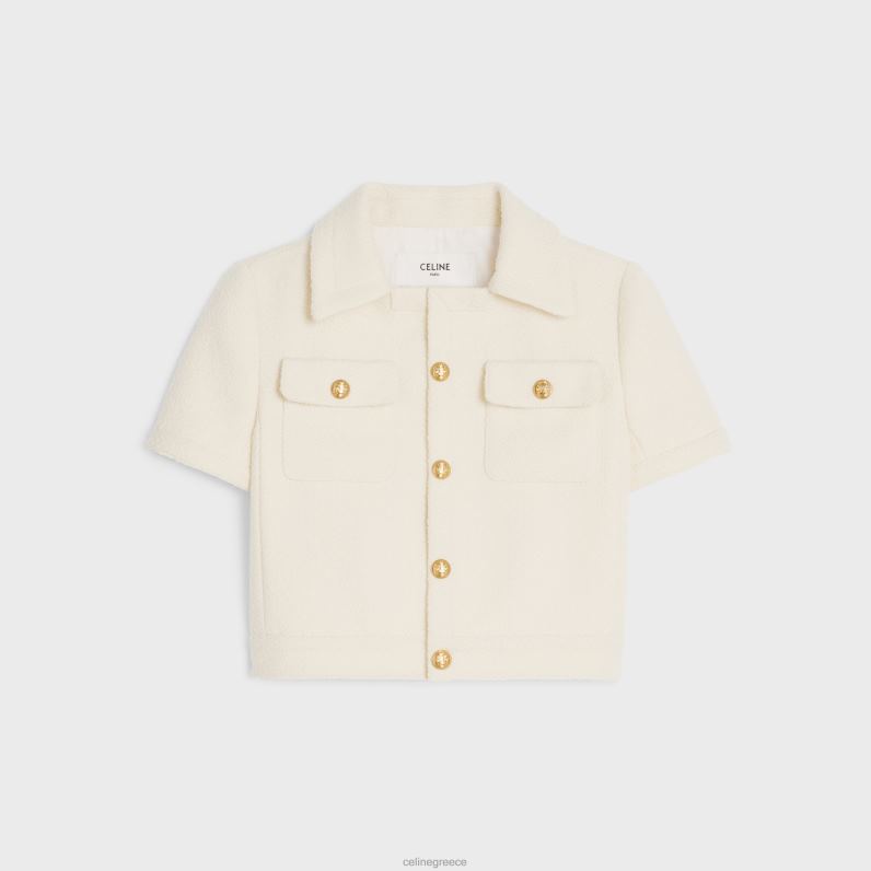 cropped chelsea jacket σε τουίντ γυναίκες CELINE 640PT736 ενδύματα craie