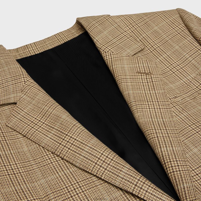 Μπουφάν jude από μαλλί και λινό Prince of Wales γυναίκες CELINE 640PT715 ενδύματα καμήλα/γκρις/μαρρόν