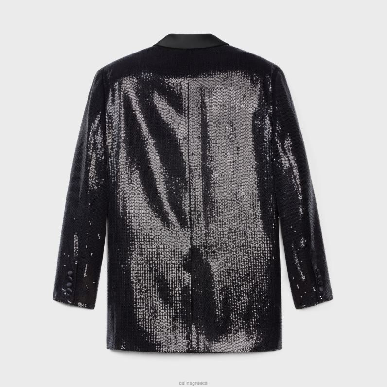 μπουφάν kim tux σε micro sequin sable γυναίκες CELINE 640PT722 ενδύματα μαύρος